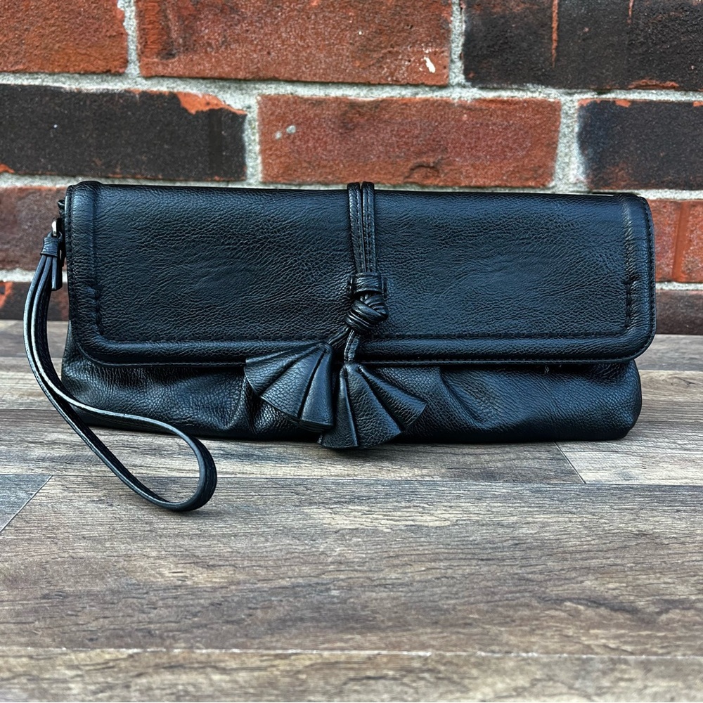Simply Vera Wang Black Wristlet Clutch with Tassels